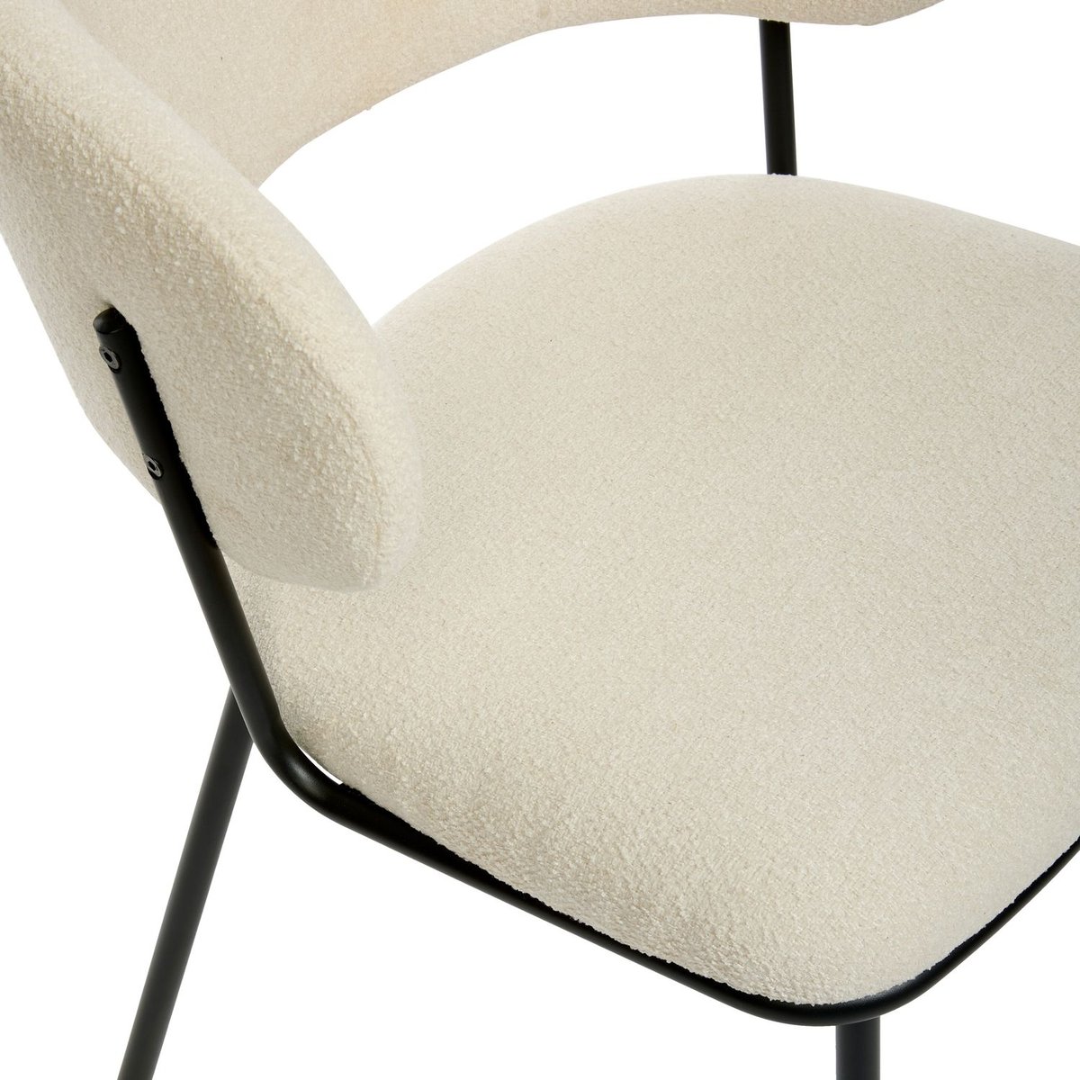 Lot de 2 chaises en tissu chenille et pieds métal ALBA blanc, TOILINUX