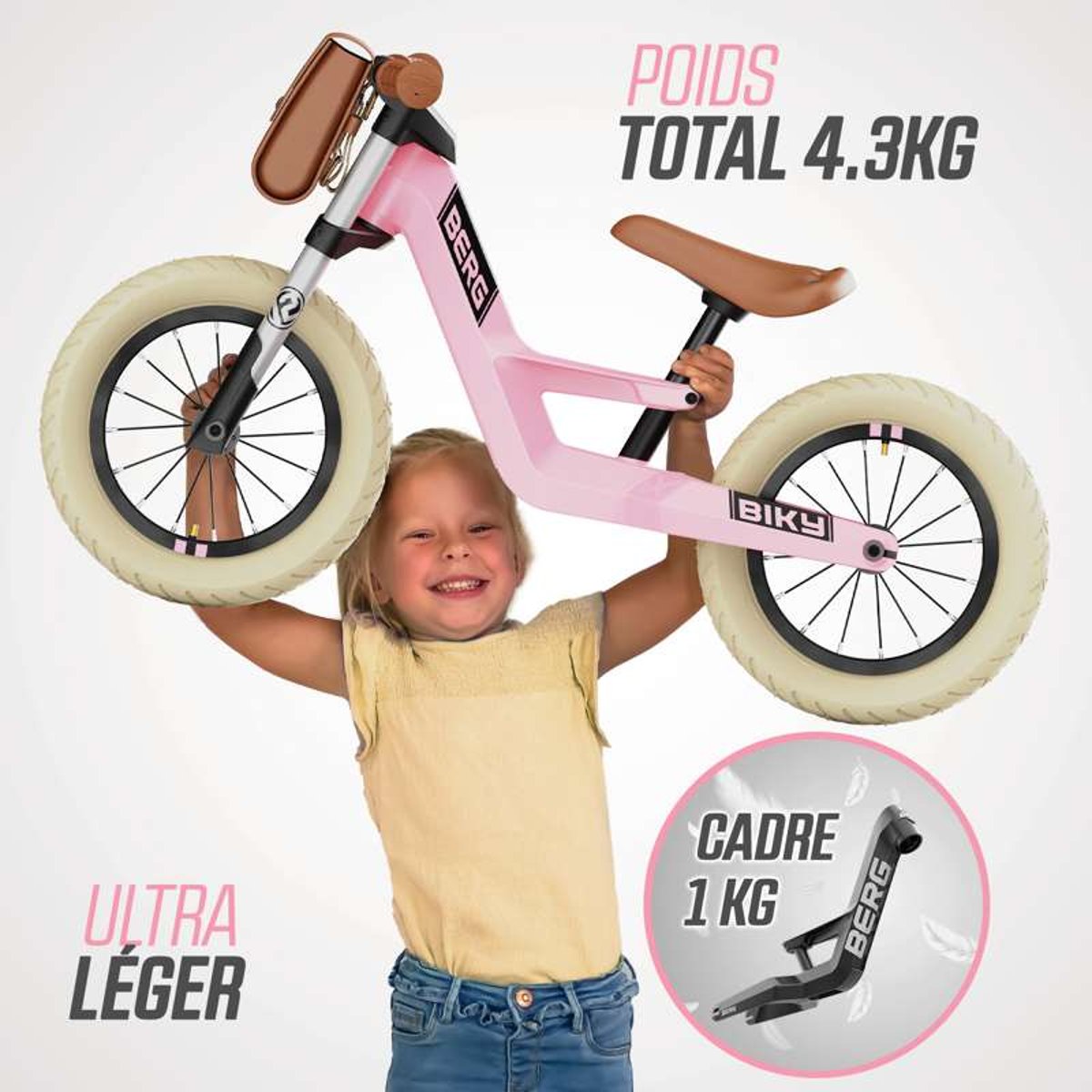 Draisienne pour Enfants, 2,5+ Ans, 12 Pouces, Biky Retro Rose pink, BERG TOYS