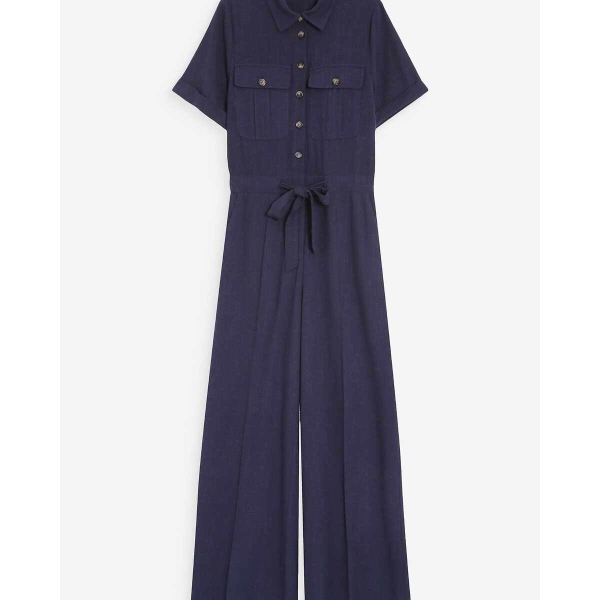 Tuta pantalone con collo a camicia VANELLE blu marino, GRACE & MILA