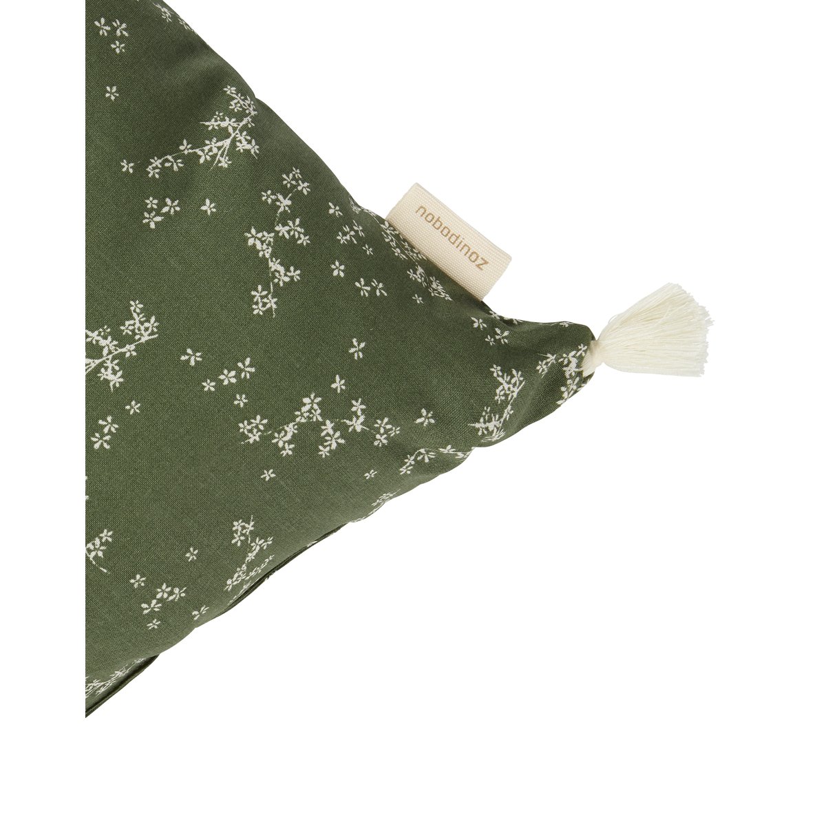 Coussin à pompons STORIES vert jasmin, NOBODINOZ