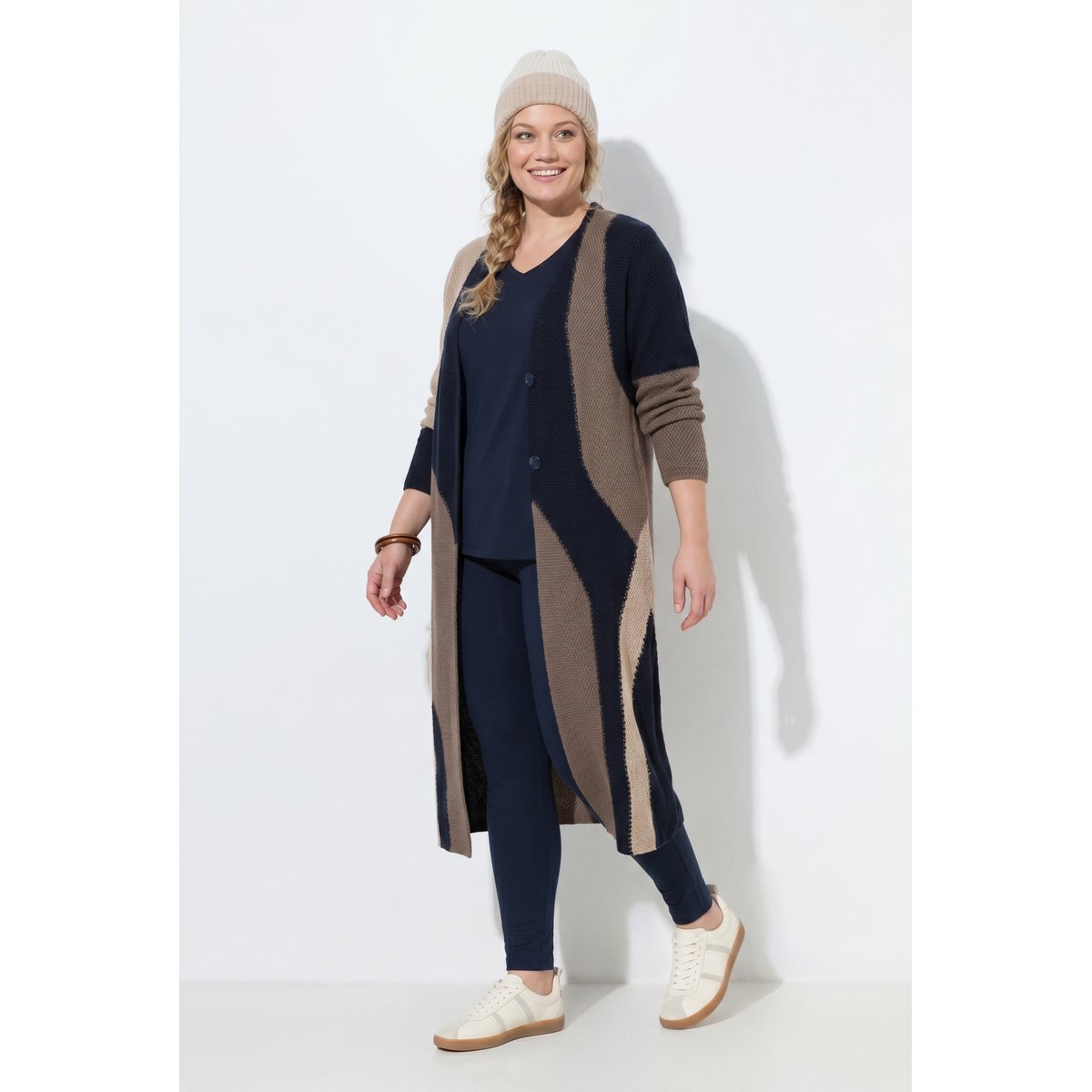 Cardigan long en coton bio marine, ULLA POPKEN