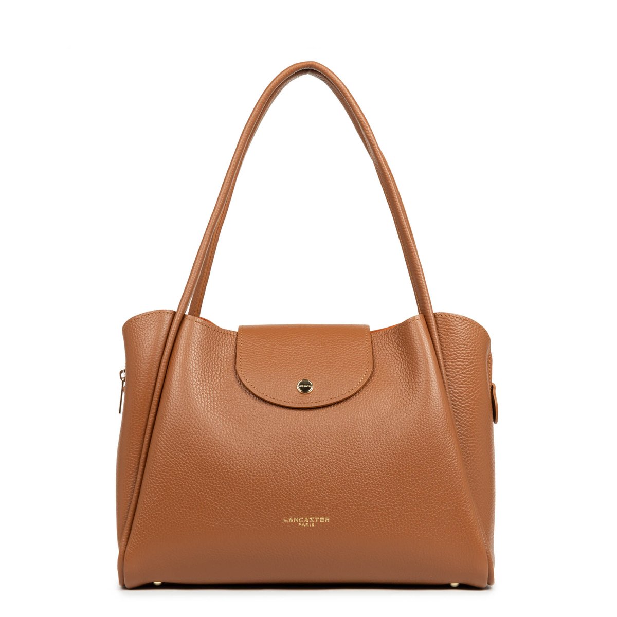 Grand sac cabas épaule, Made in France IDA DOUBLE camel - in - orange, LANCASTER