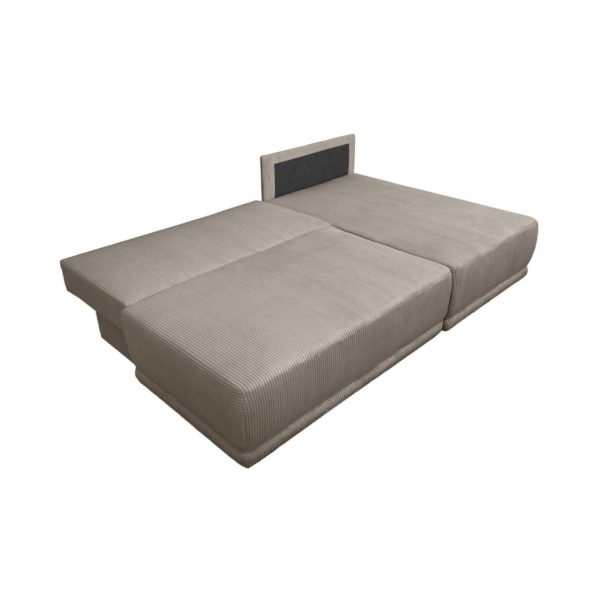 Banquette canapé d'angle droit convertible 3 places velours côtelé avec coffre NELSON taupe, SWEEEK