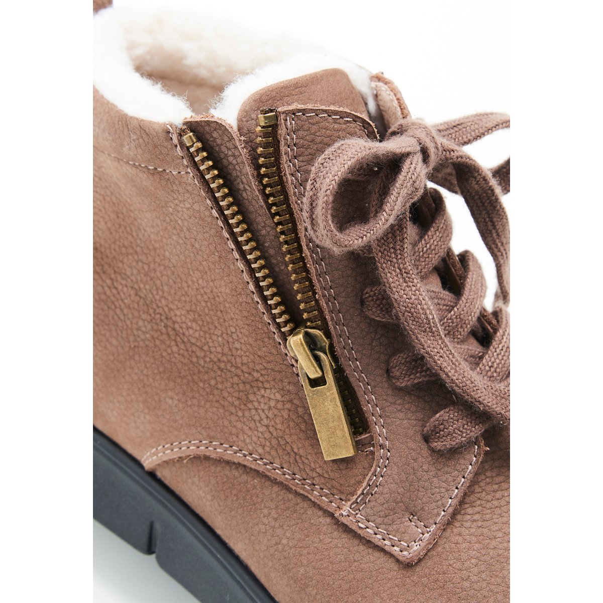 Bottillons zippés à lacets Thermolactyl marron taupe, DAMART