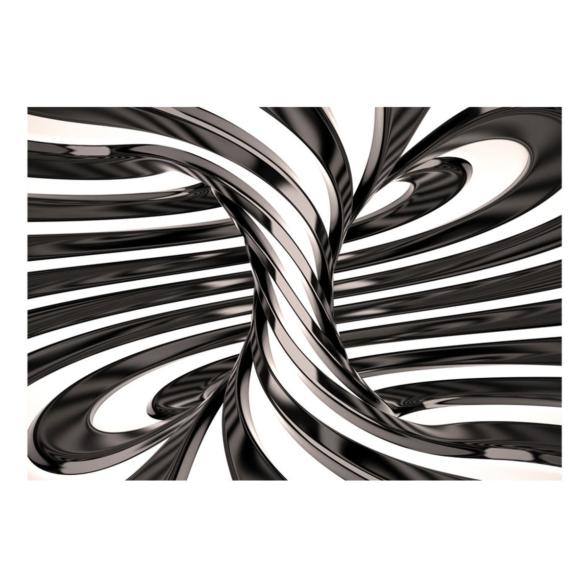 Papier peint intissé panoramique 3D et Perspective Black and white swirl noir, EDEN