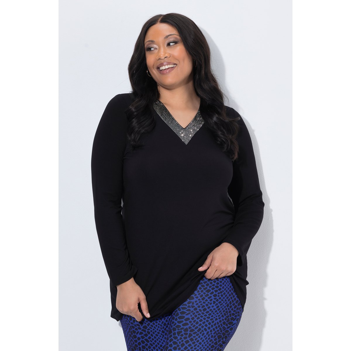 T-shirt long noir, ULLA POPKEN