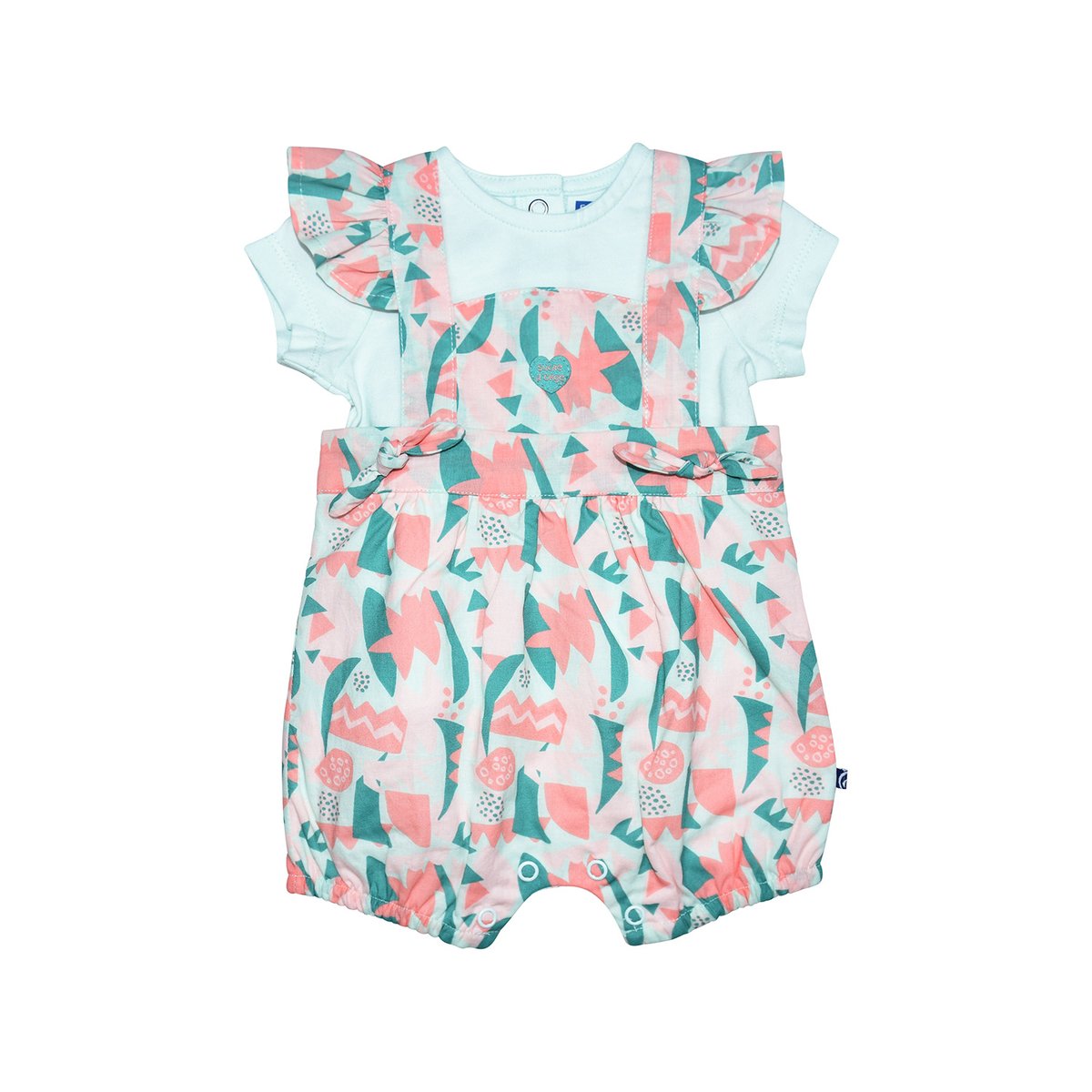 Tshirt salopette luce voile court naissance blanc, SUCRE D'ORGE