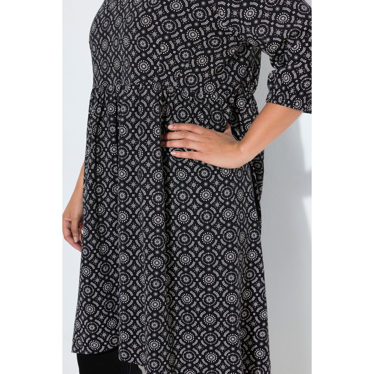 Robe avec imprimé, coupe évasée noir, ULLA POPKEN