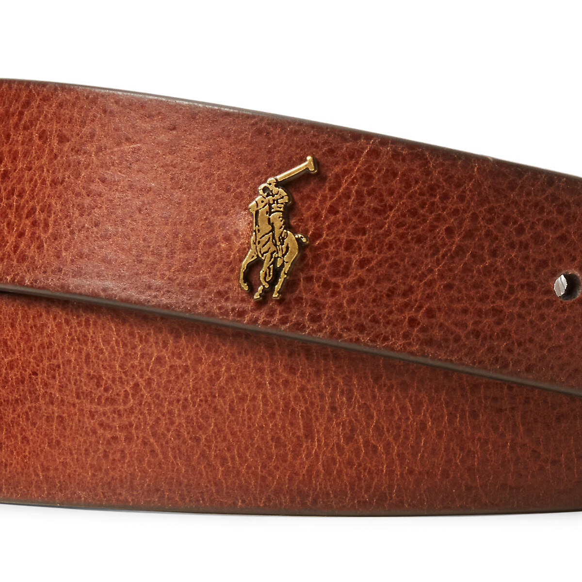 Cintura in pelle martellata marrone, POLO RALPH LAUREN