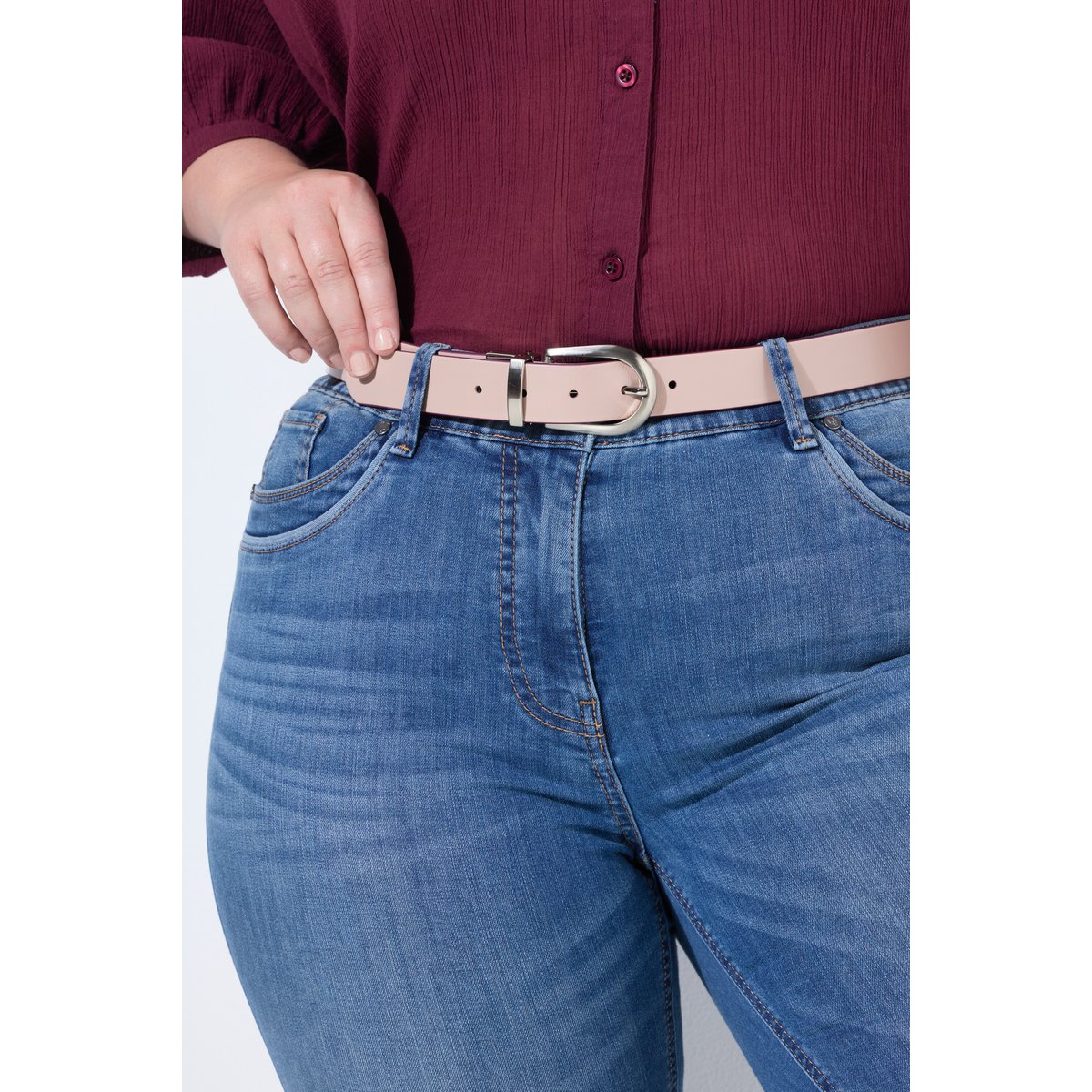 Ceinture réversible, boucle argentée marron clair, ULLA POPKEN