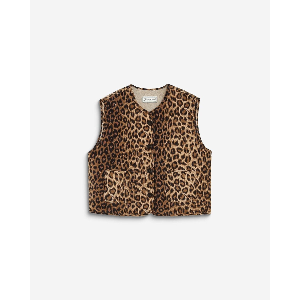 Veste sans manches léopard, ALEXIS imprimé léopard, GRACE & MILA