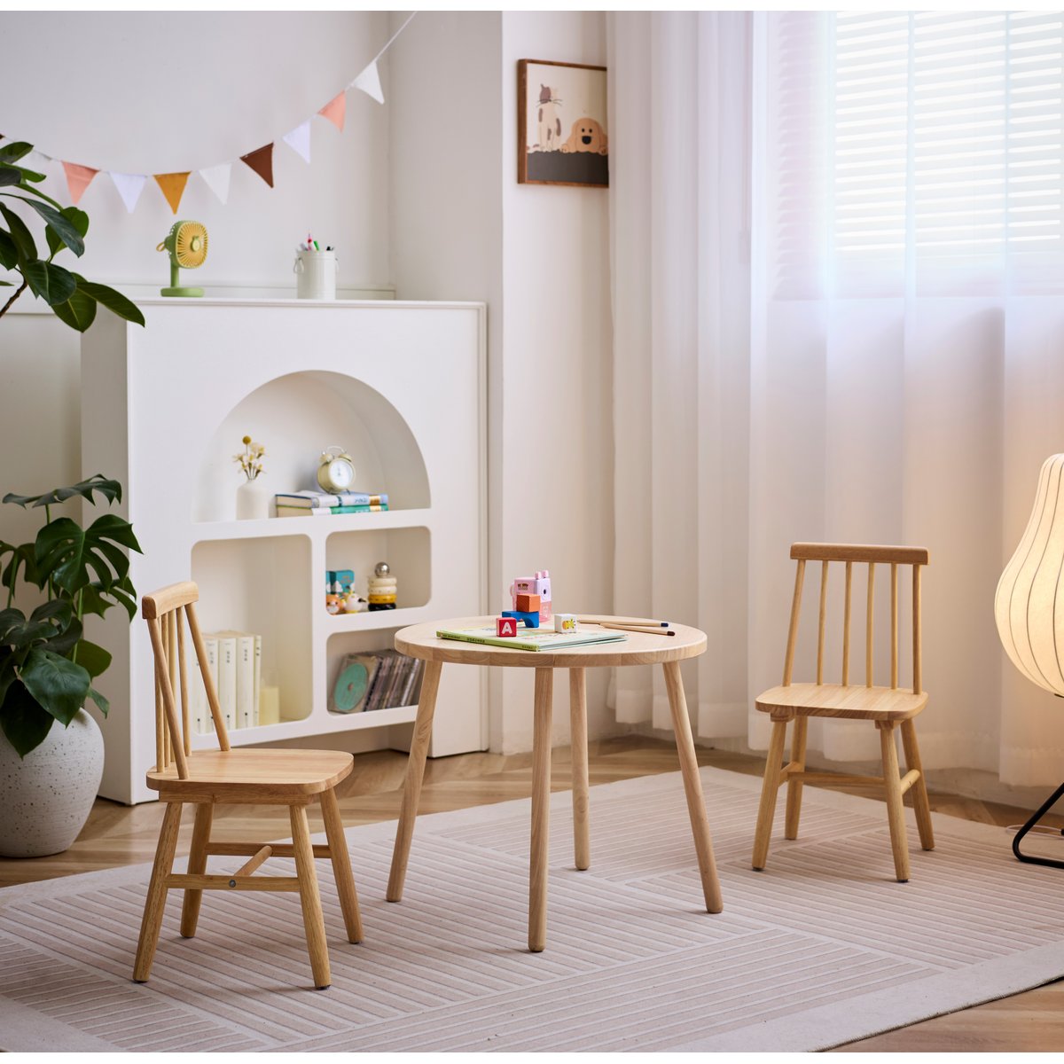 Lot de 2 chaises pour enfants, bois massif, NESNA bois naturel, NORDLYS