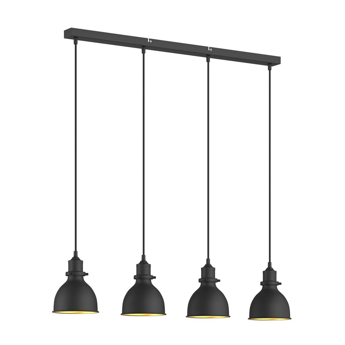 Suspension en métal industrielle, Jasminka noir, or, LINDBY