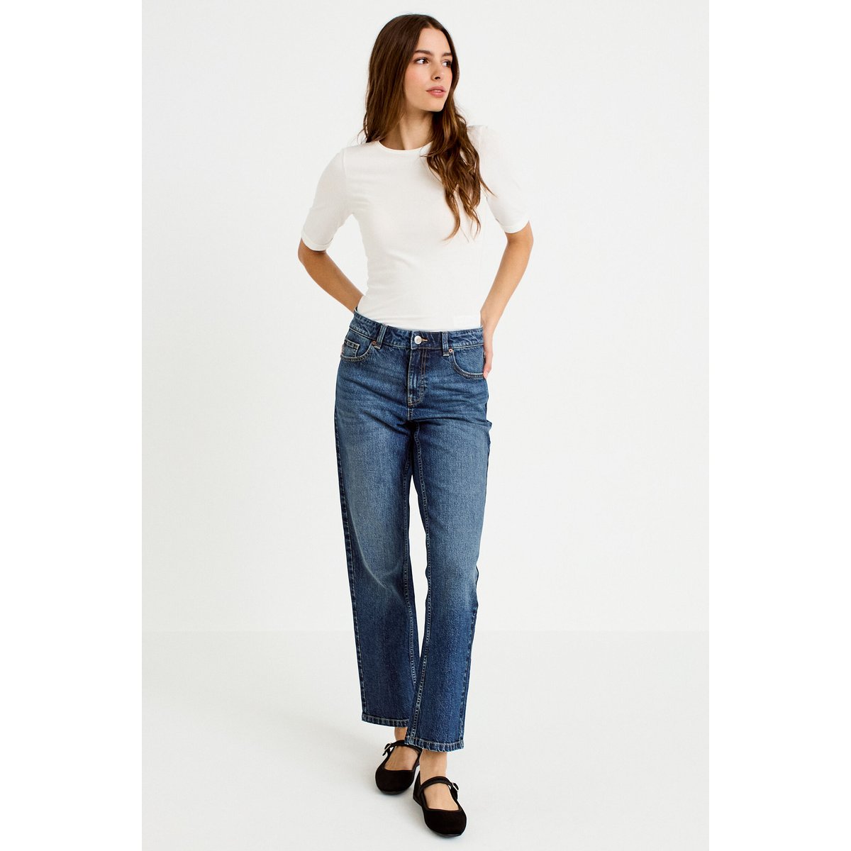 Jean droit taille standard bleu, CACHE CACHE
