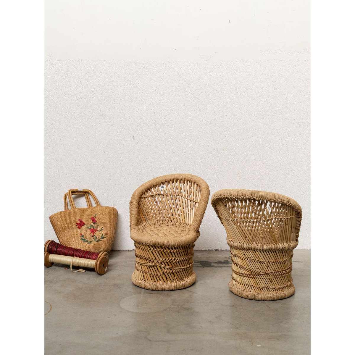 Paire de fauteuils pour enfant en rotin Marcus N°363 - Bon état naturel, DEBONGOUT