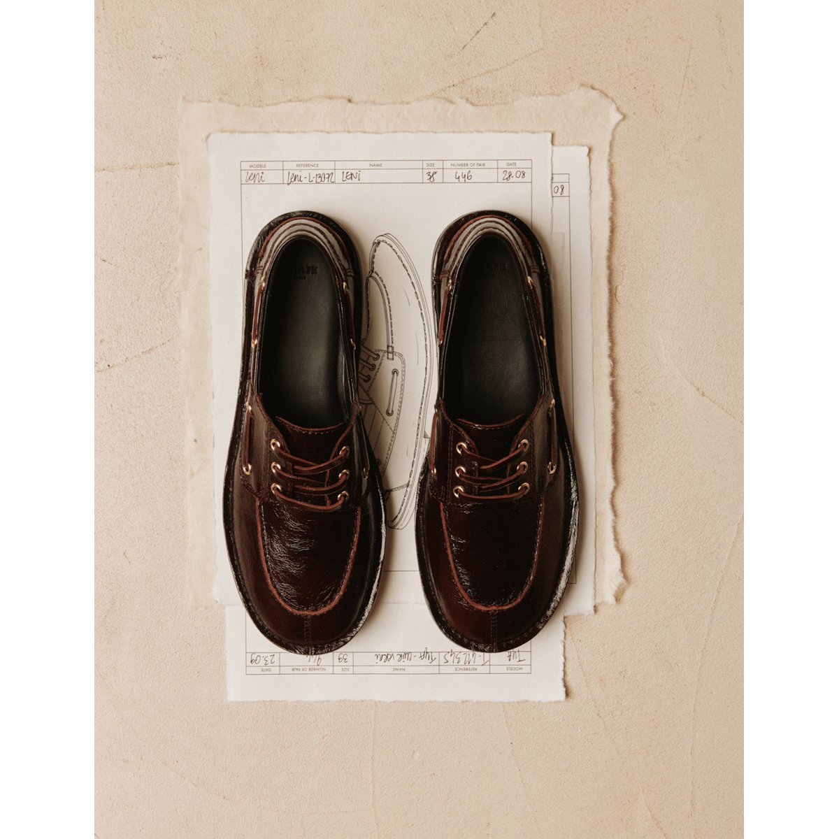 Derbies LENI cuir plissé chocolat, ODAJE