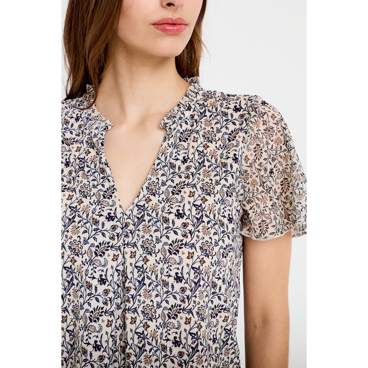 Blouse droite longue manches courtes blanc, CACHE CACHE