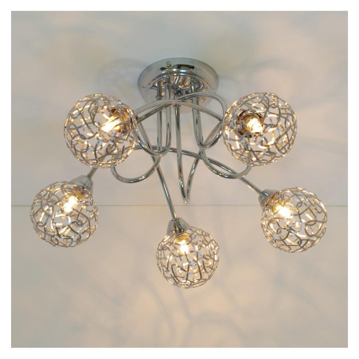 Plafonnier design à branches incurvées - APHYSE argenté / chromé, KOSILUM