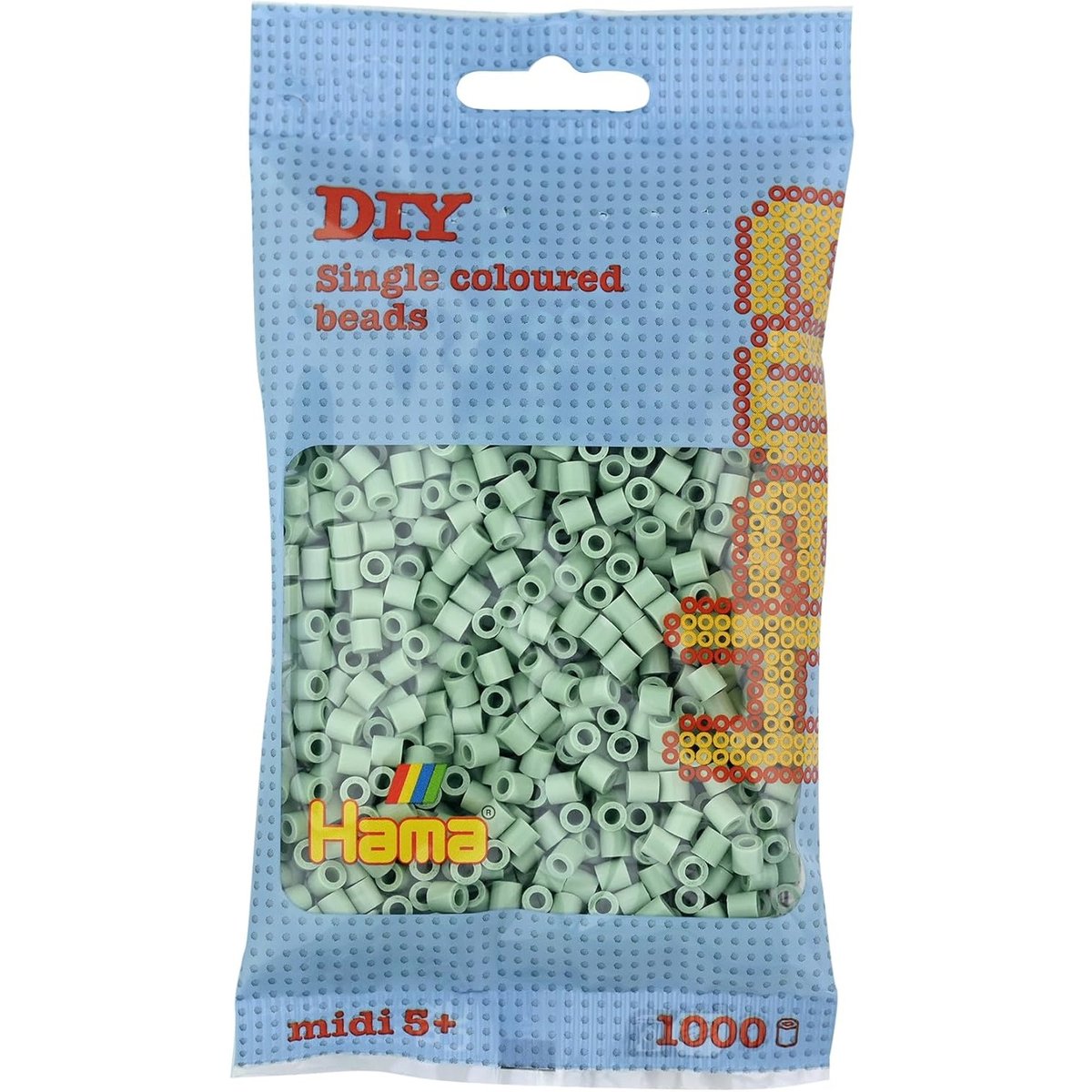 Sachet 1000 perles plastique Midi eucalyptus vert, HAMA