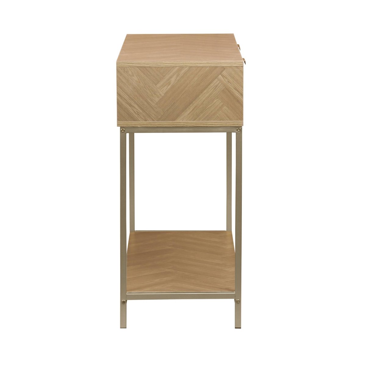 Console effet bois décor chevrons 2 tiroirs BUDAPEST naturel, SWEEEK