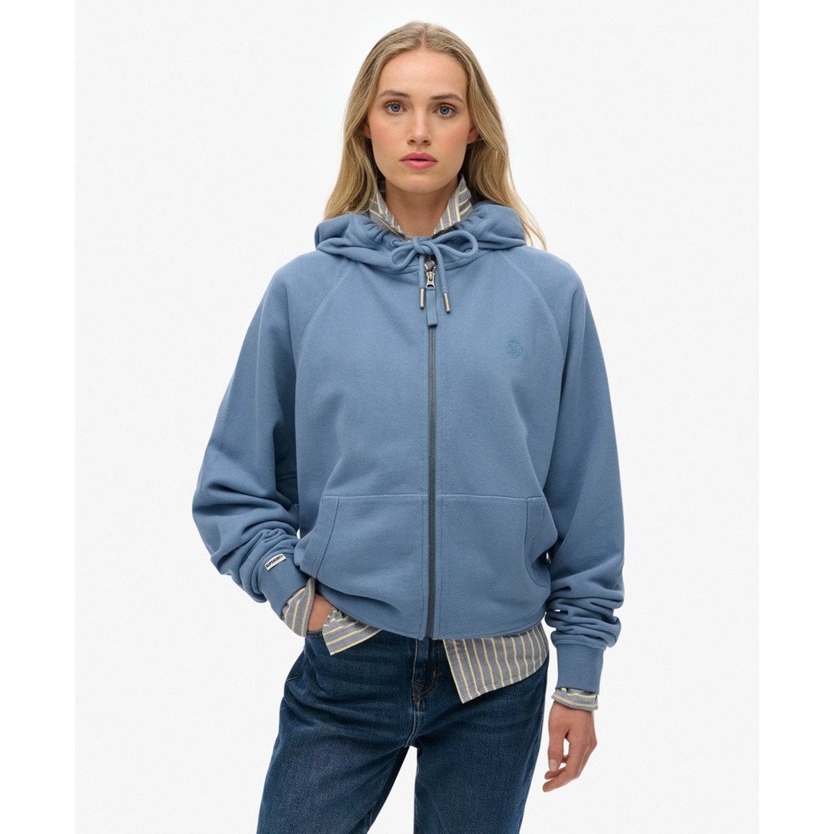 Sweat à capuche Studios coupe décontractée bleu marée, SUPERDRY