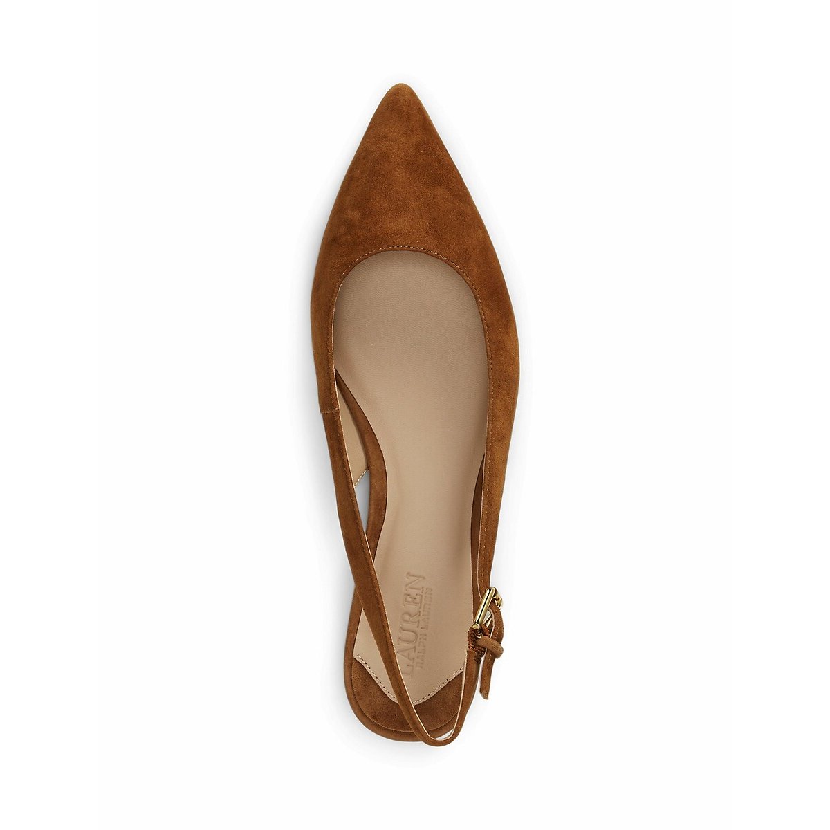Suède slingback-ballerina's Londyn tan, LAUREN RALPH LAUREN
