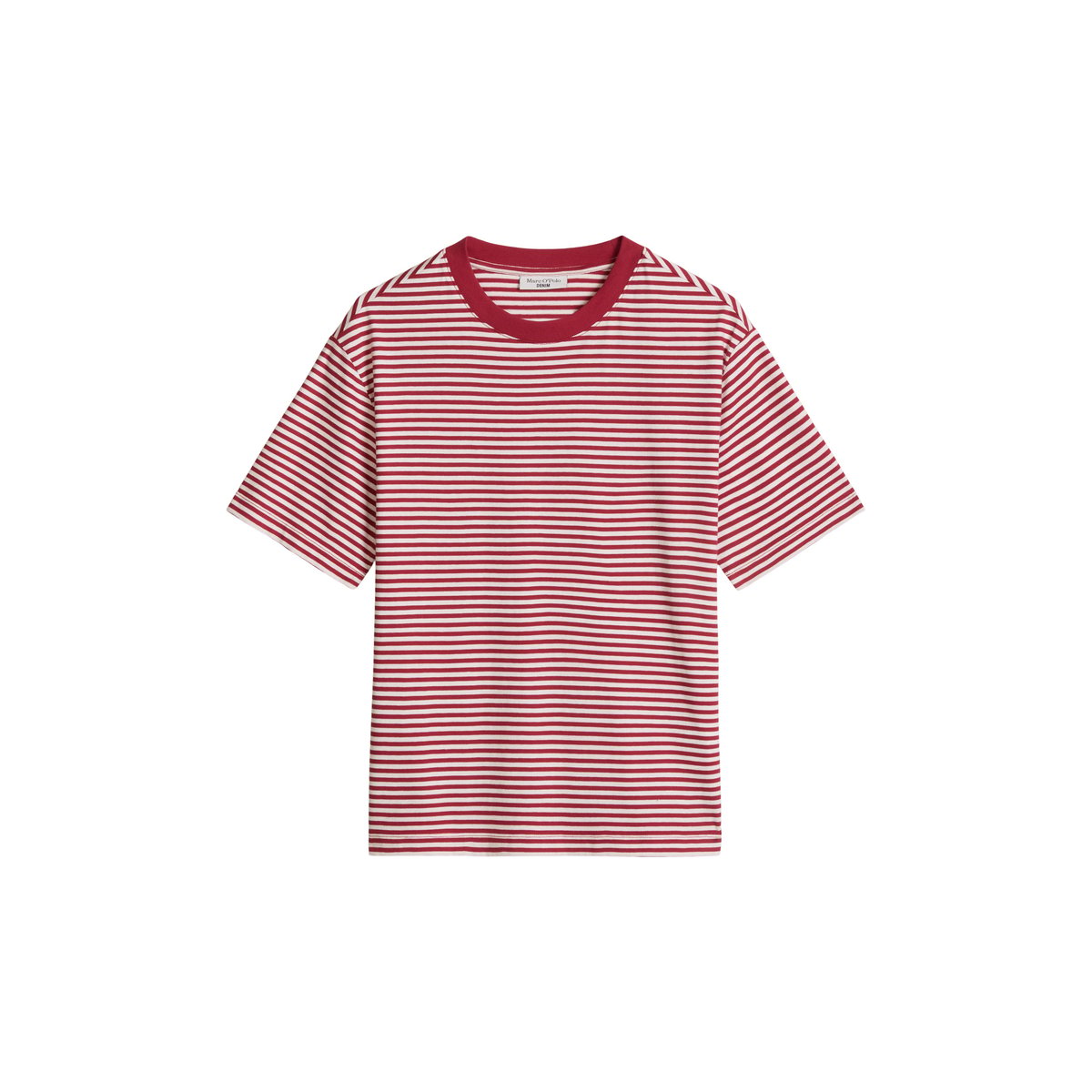 T-shirt à rayures regular en coton organique rouge, MARC O’POLO DENIM