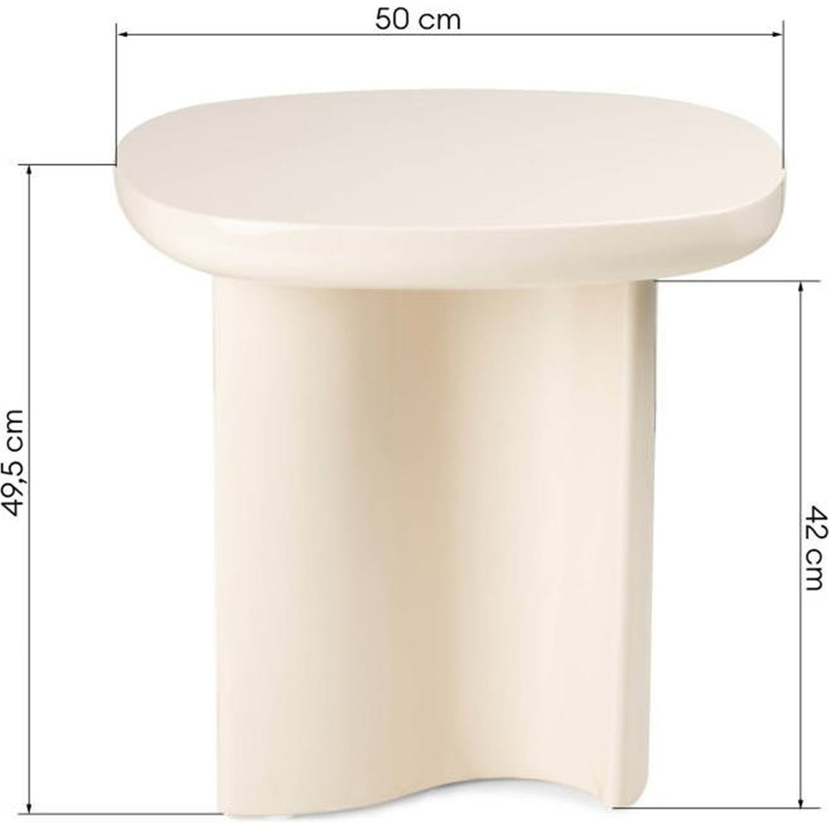 Table d'appoint en bois PUREL beige clair brillant, RECOLLECTION
