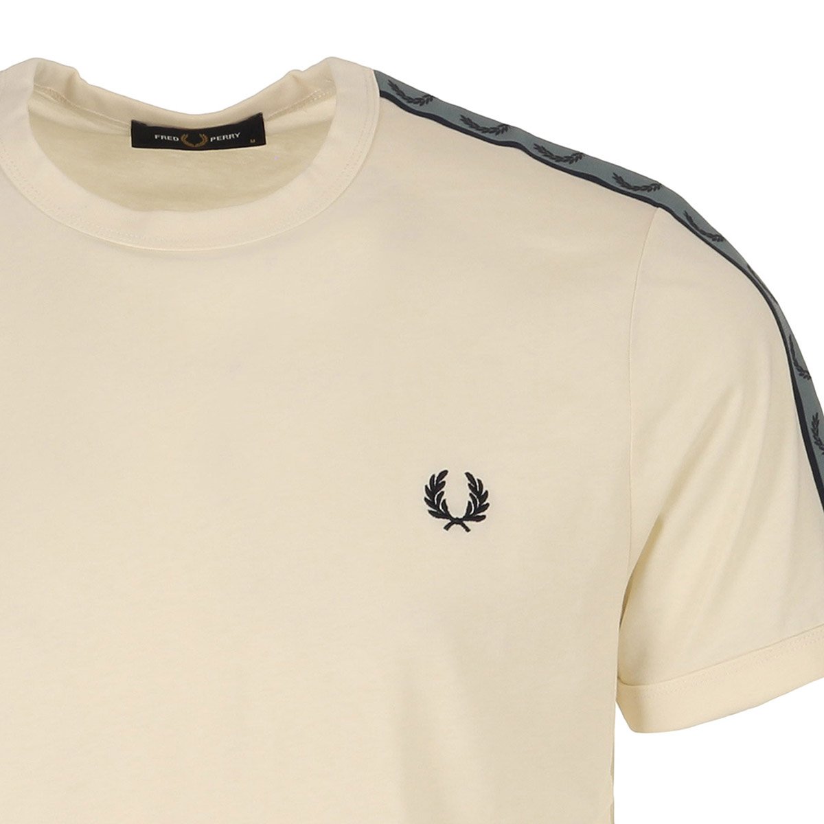 T-shirt CONTRAST TAPE RINGER ecru navy, FRED PERRY