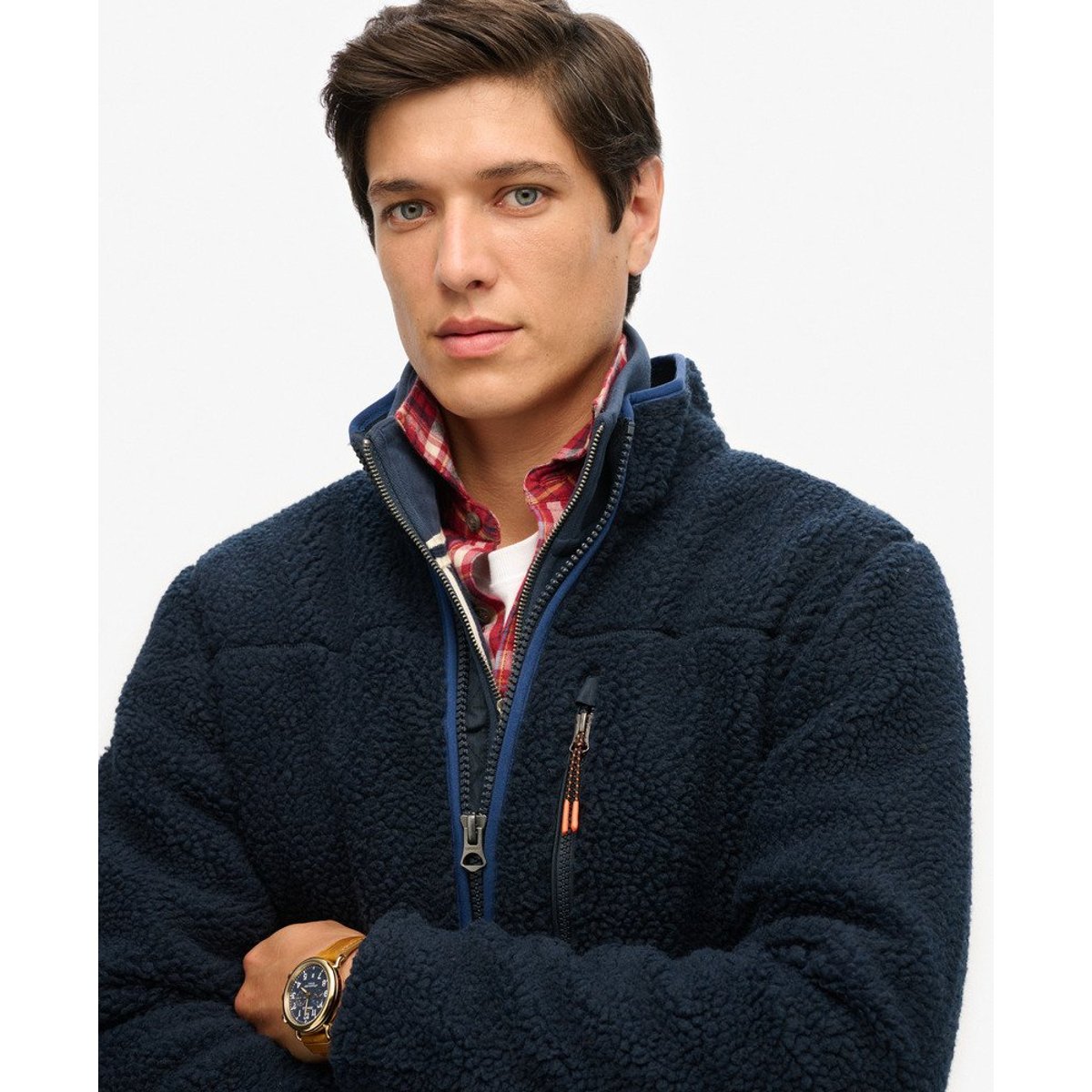 Polaire sherpa zippée bleu marine éclipse, SUPERDRY
