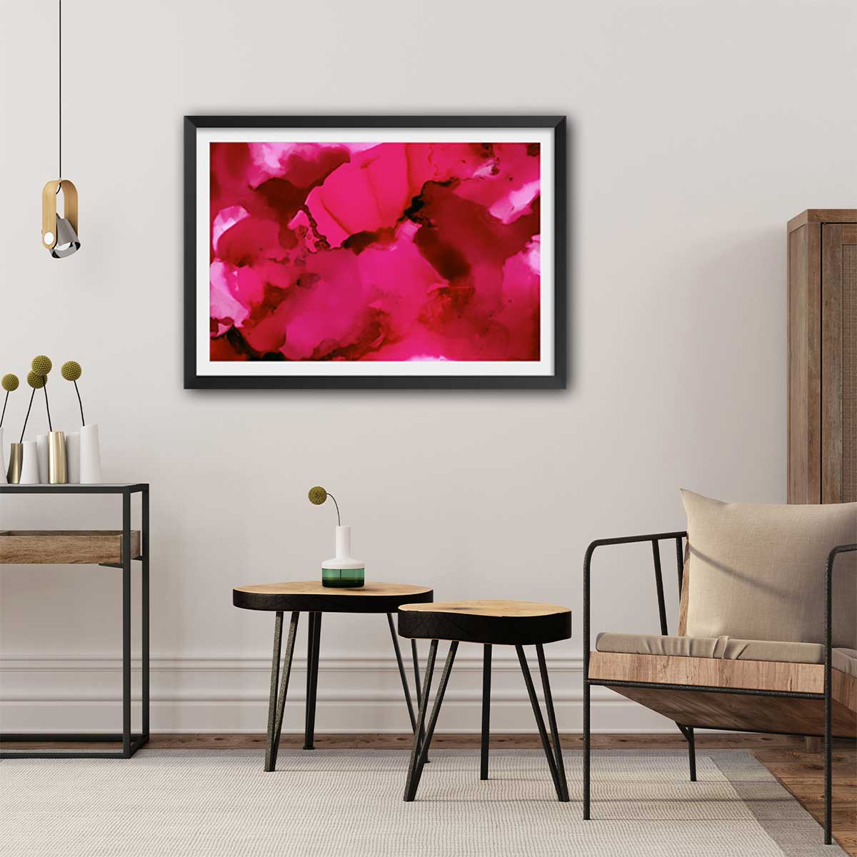 Poster deco bloodstream affiche + cadre en bois - noir, HEXOA