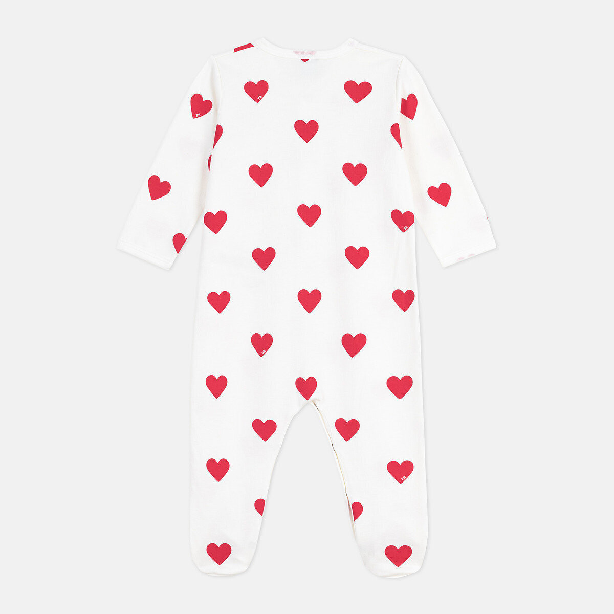 Pigiama in felpa garzata, con stampa a cuori fantasia cuore, PETIT BATEAU