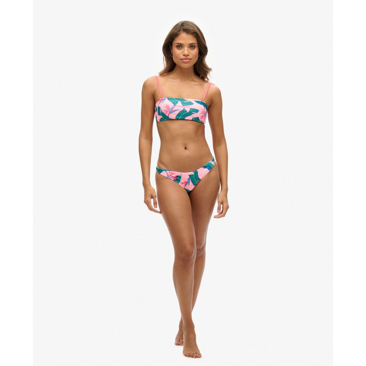 Haut de bikini bandeau tropical rose paradis malibu, SUPERDRY