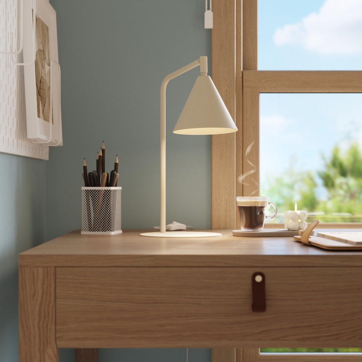 Lampe de bureau Acier Beige E14 1 NOX beige, EDEN