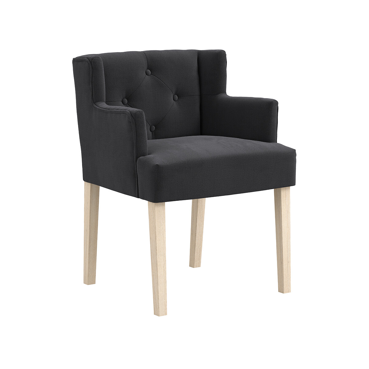 Giada Linen Wingback Dining Armchair with Natural Wood Legs charcoal, ÉDITÉ