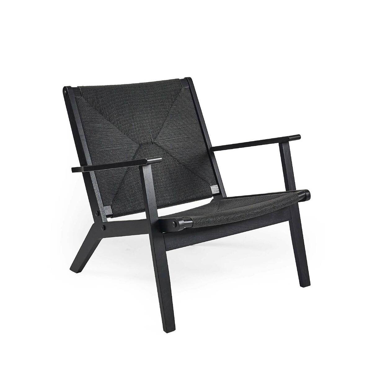 Ophelia Boho Oak & Rattan Accent Chair black, SO'HOME