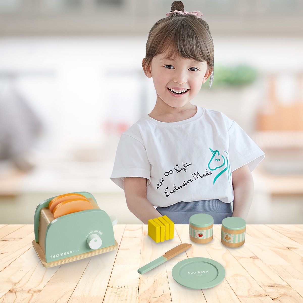 Set grille-pain bois avec accessoires pour petit déjeuner, LITTLE CHEF multicolore, TEAMSON KIDS