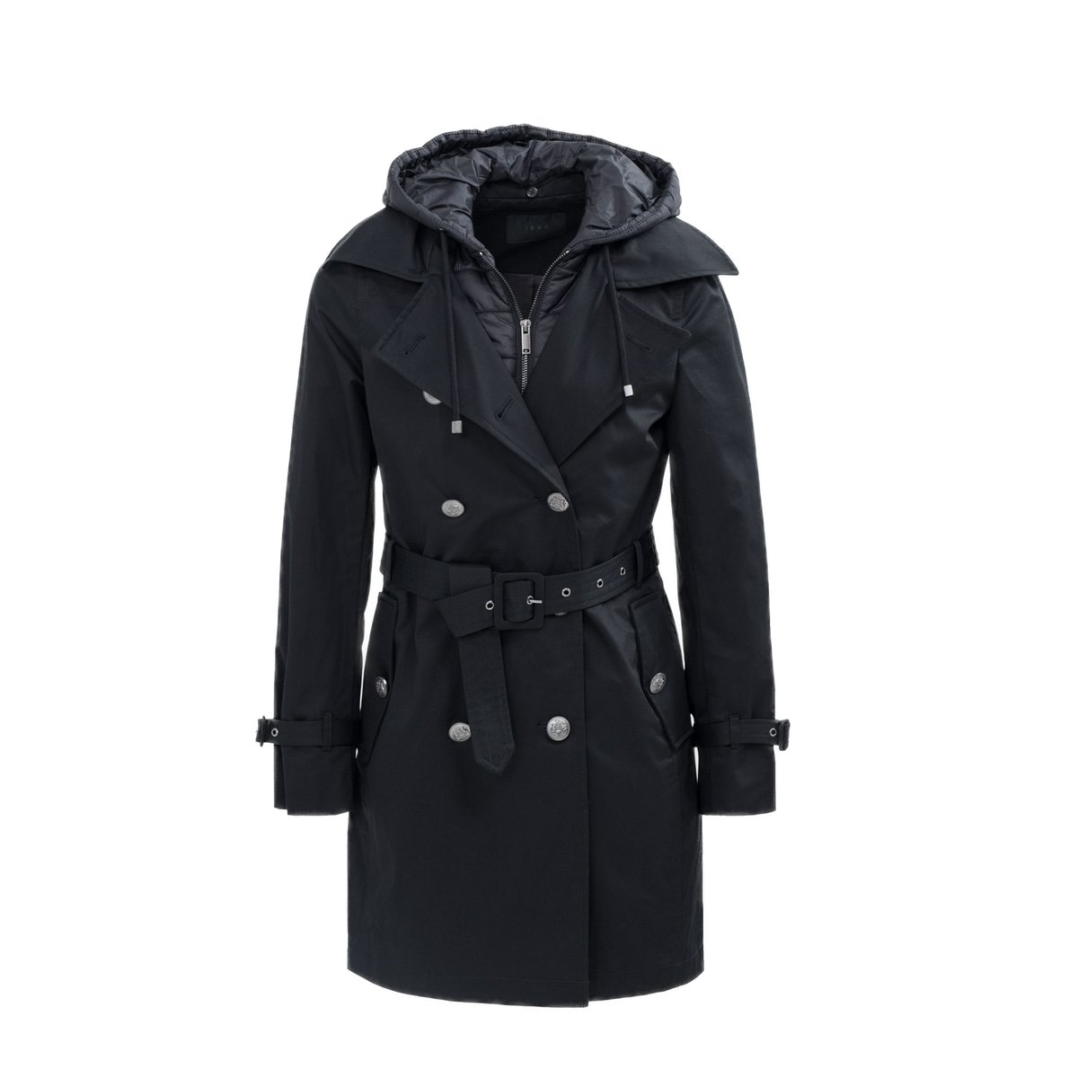 Trench à capuche nylon amovible noir, IKKS