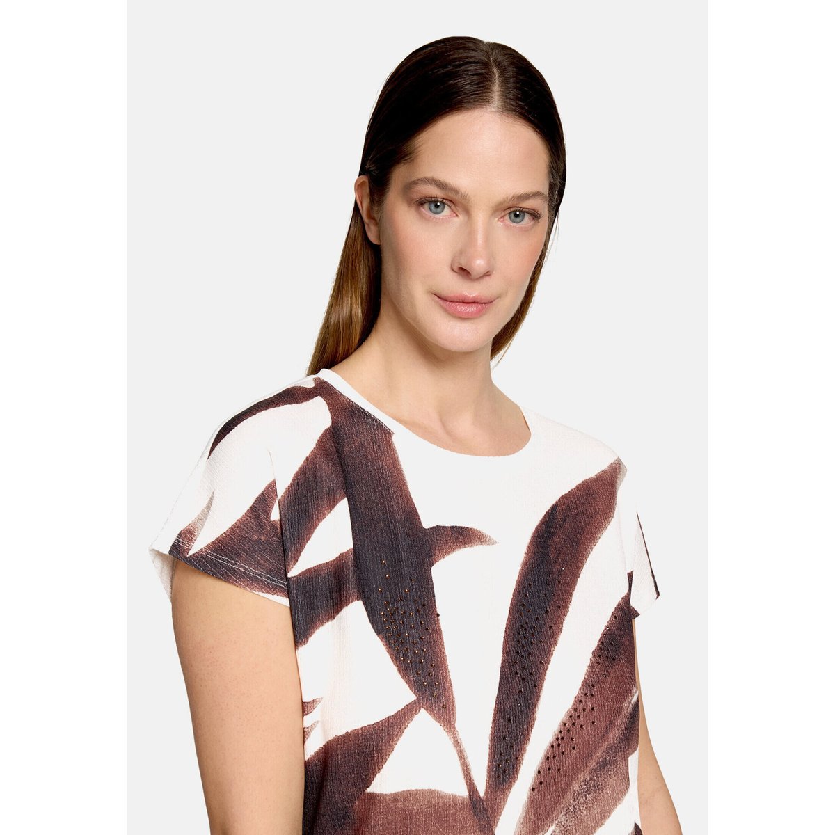 T-Shirt avec structure à encolure bateau blanc/marron, BETTY BARCLAY