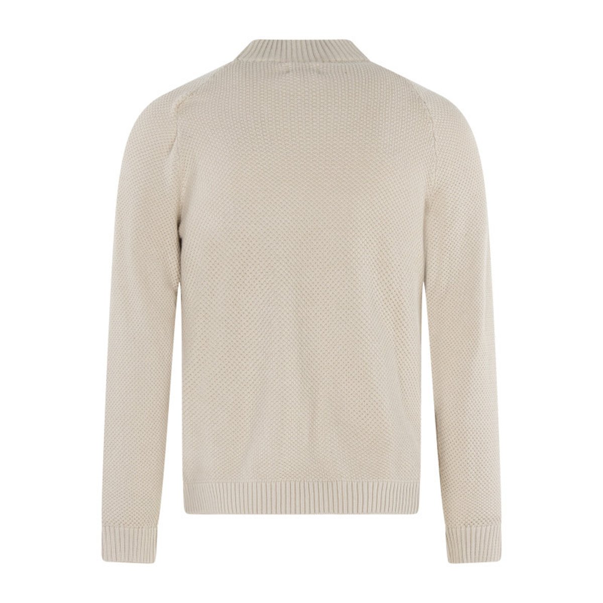 Pull en coton beige uni avec une coupe ajustée et un col montant beige, MUSTANG