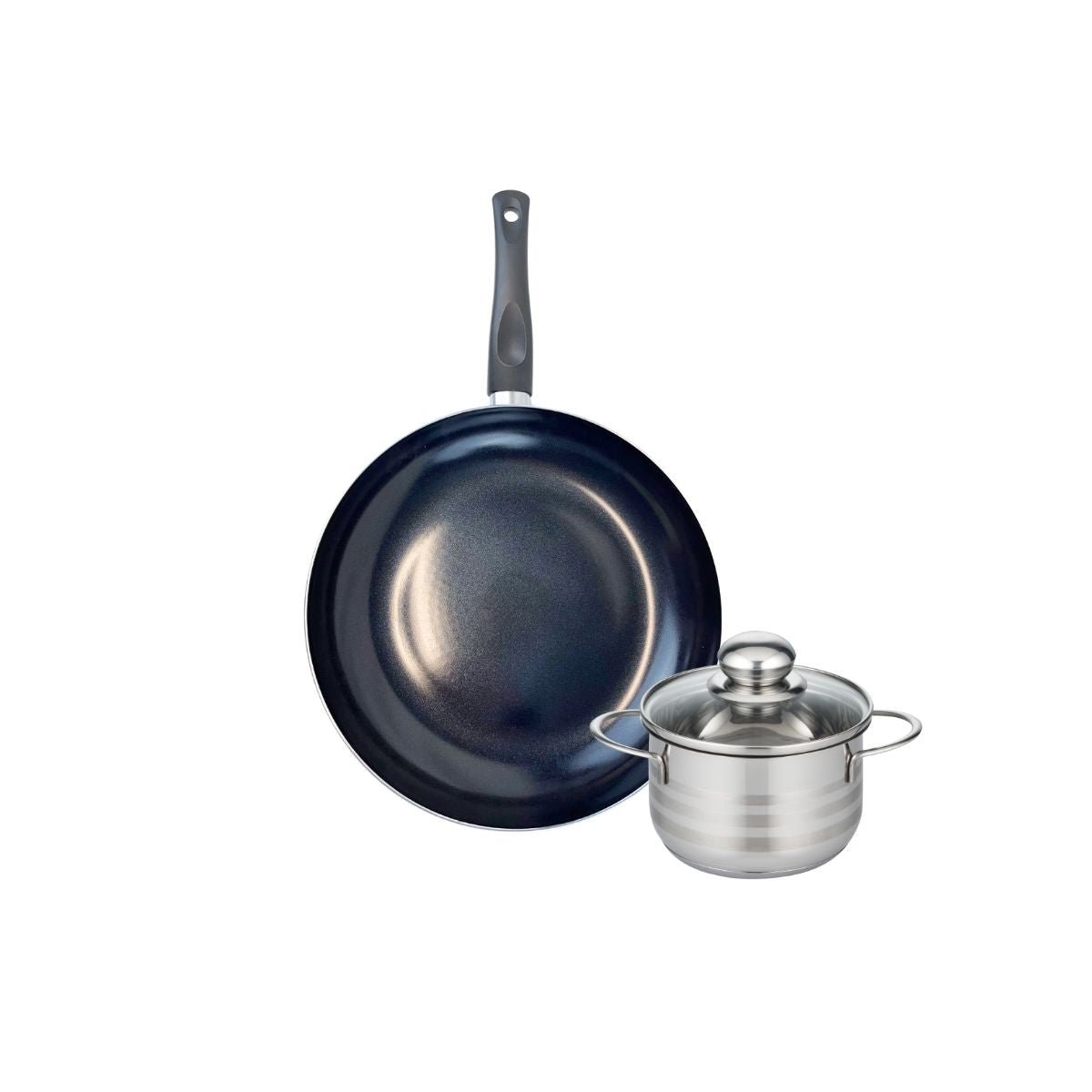 Batterie de cuisine 1 poêle 32cm + 1 faitout 16cm PRIMA BRILLANT noir, ELO