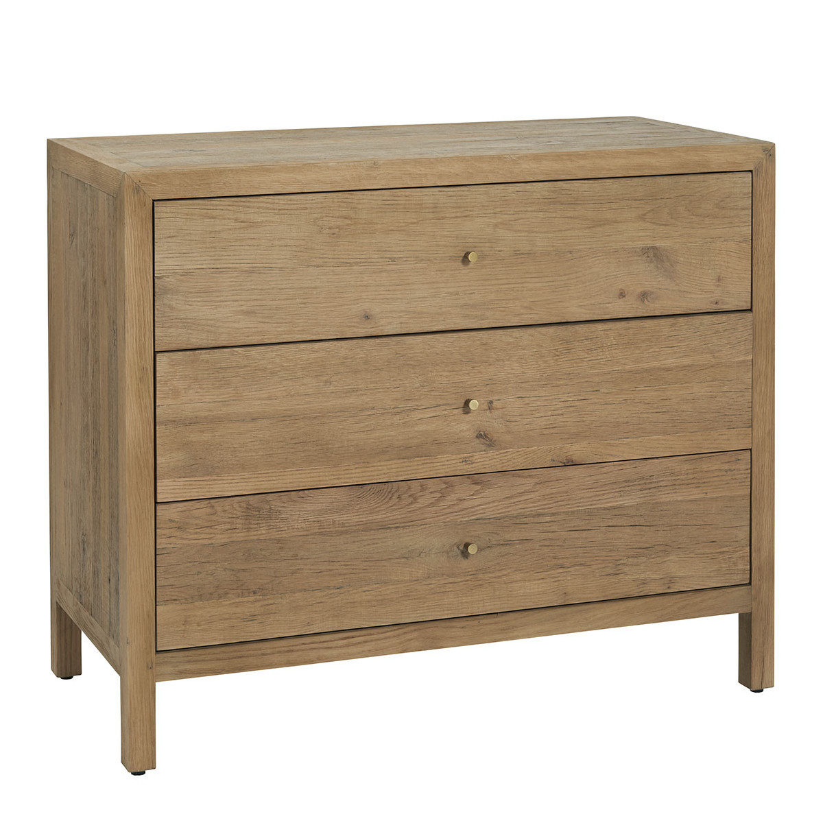 Commode chêne recyclé 100x45x83 bois clair, BLANC D’IVOIRE