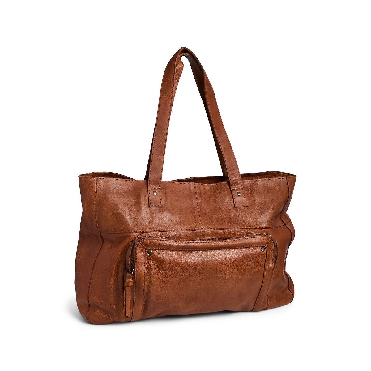 Grand sac en cuir, Ribs cognac, PIECES