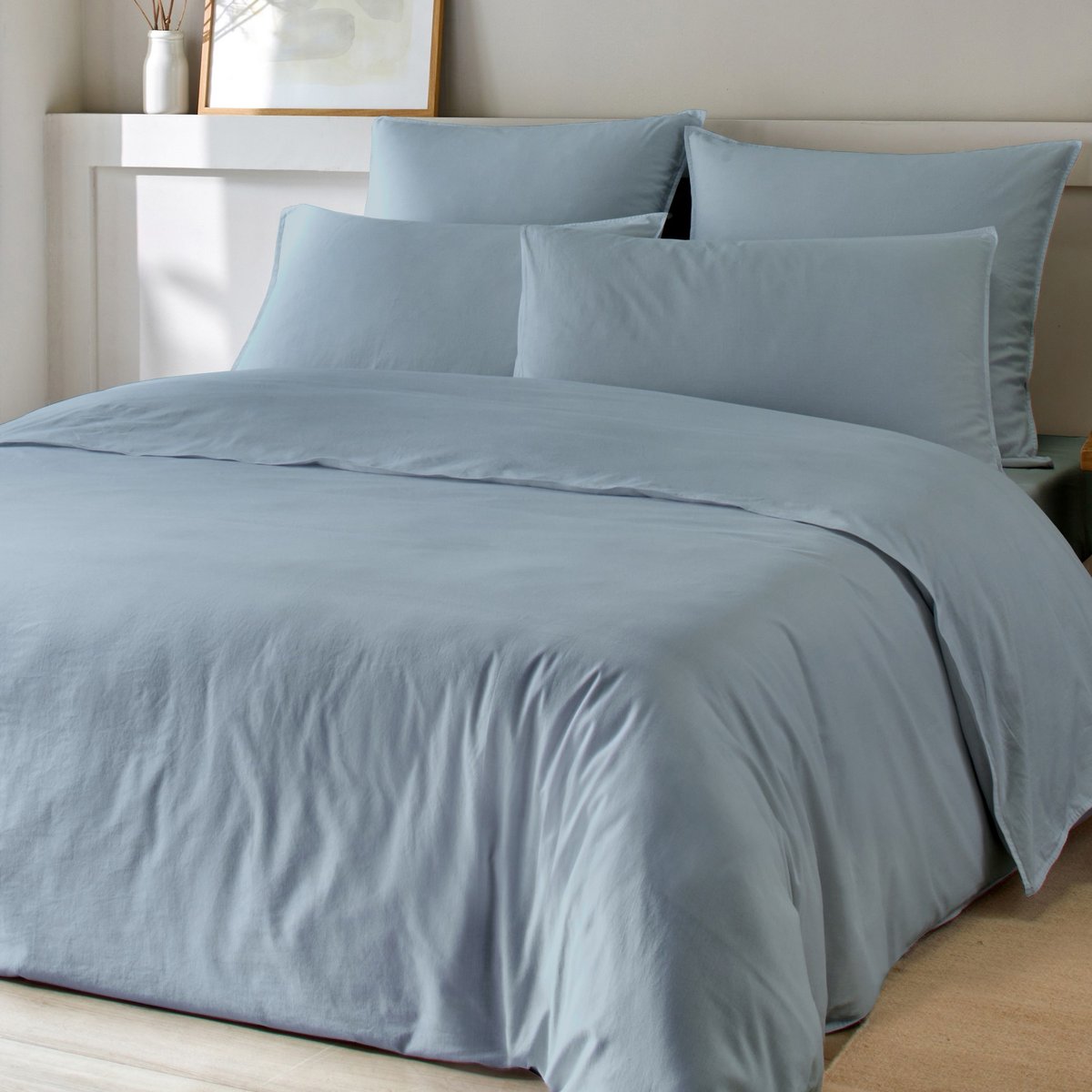 Parure de lit - Housse de couette et taie Bambou Coton ardoise, EDEN