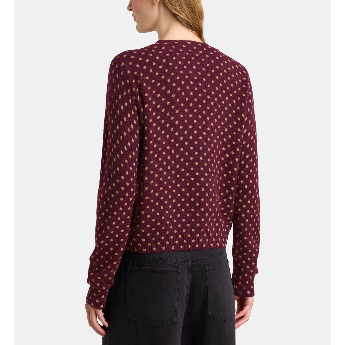 Cardigan droit dionne dot pois maille laine bordeaux, GALERIES LAFAYETTE