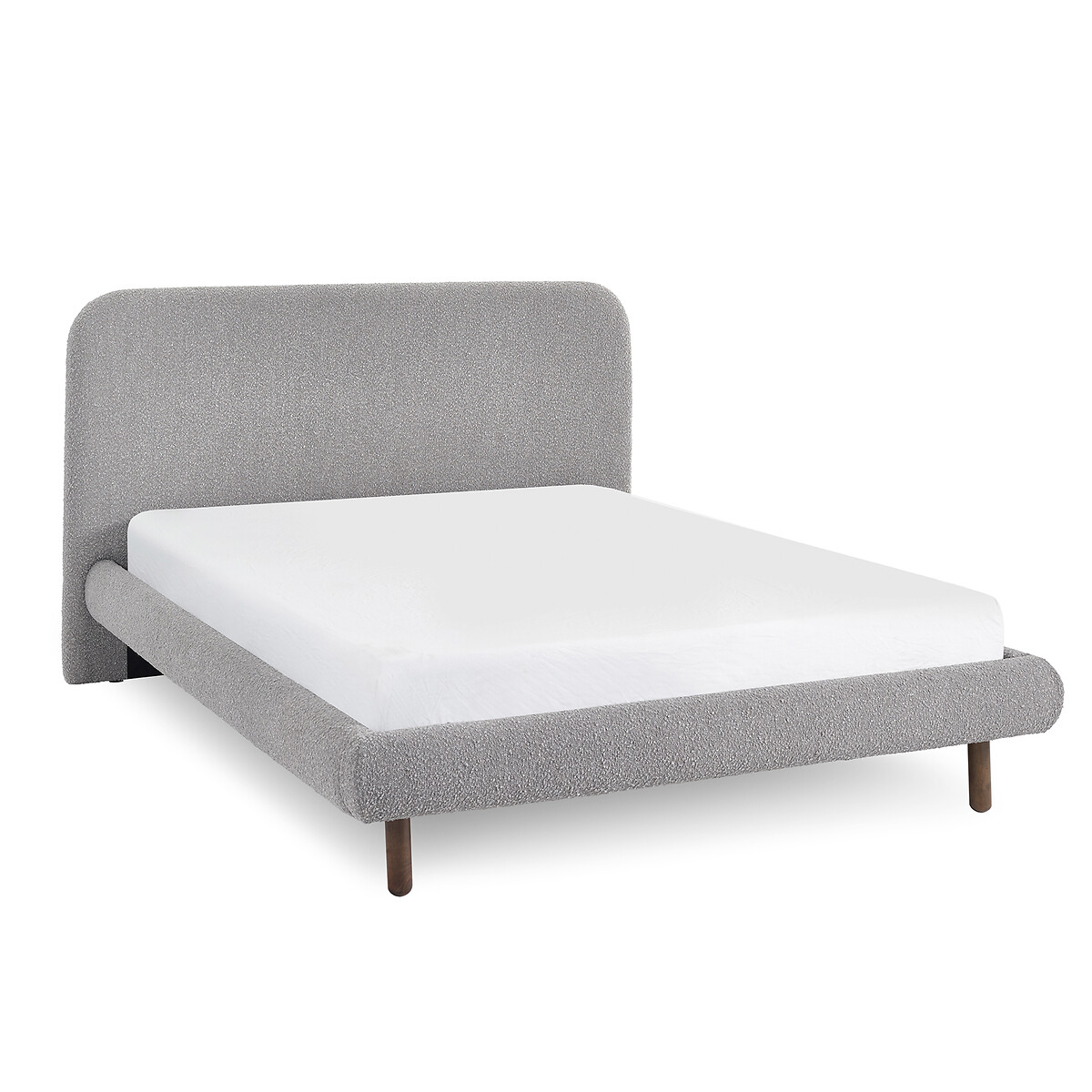 Aalya Textured Boucle Bed with Curved Headboard grey, SO'HOME