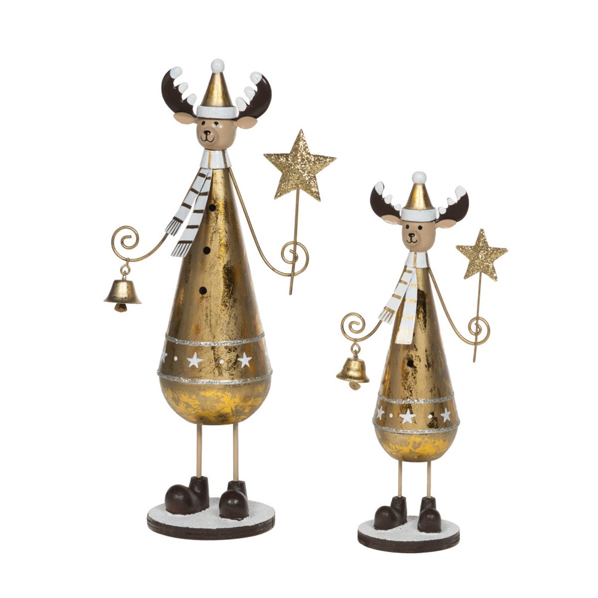 Set de 2 rennes magique à poser en métal doré H25 cm or / doré, AMADEUS