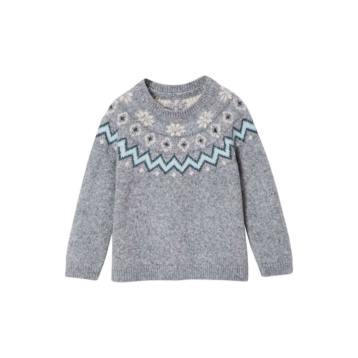 Pull mixte jacquard noël capsule famille gris chiné, VERTBAUDET