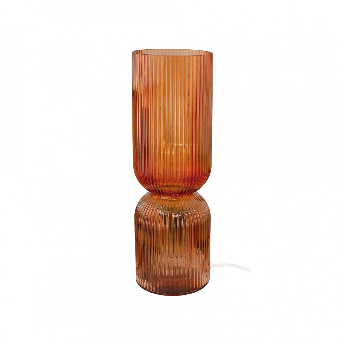 Lampe à poser en verre strié, CHARMY rouge, C-CREATION