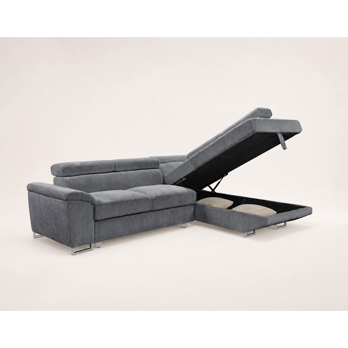 Canapé d'angle droit 5 places convertible, BAOJI gris, BEST MOBILIER